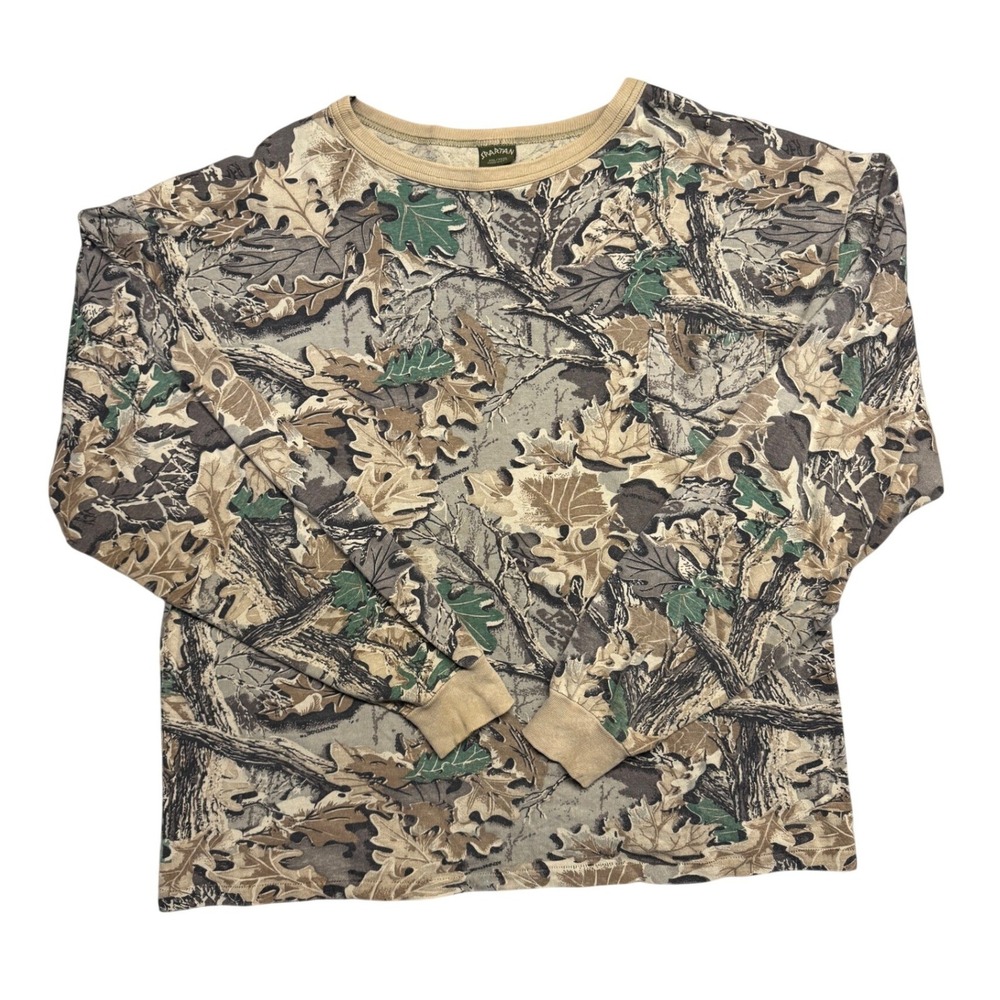 Vintage Spartan Mens 2XL Advantage Camo Long Sleeve Pocket T-Shirt Made in USA